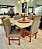 CONJUNTO DE JANTAR MARK 130X130 NOGUEIRA + 6 CADEIRAS MARK MODELO 18 - Imagem 1