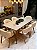 CONJUNTO MESA ELISA 180X090 + 6 CADEIRAS AGATHA CREME - Imagem 1