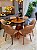 CONJUNTO MESA MARK REDONDA 130m + 6 CADEIRAS MARK MODELO 30 CREME + PRATO GIRATORIO - Imagem 1