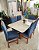 CONJUNTO MESA MARK 160X090 NOGUEIRA + 6 CADEIRAS MODELO 19 AZUL ROYAL - Imagem 7