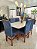 CONJUNTO MESA MARK 160X090 NOGUEIRA + 6 CADEIRAS MODELO 19 AZUL ROYAL - Imagem 1