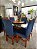 CONJUNTO MESA MARK 130X130 CANELA + 6 CADEIRAS MODELO 19 AZUL ROYAL + PRATO GIRATÓRIO - Imagem 5