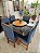 CONJUNTO MESA MARK 130X130 CANELA + 6 CADEIRAS MODELO 19 AZUL ROYAL + PRATO GIRATÓRIO - Imagem 1