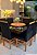 CONJUNTO MESA MARK 130X130 CANELA + 6 CADEIRAS MODELO 19 PRETO + PRATO GIRATÓRIO - Imagem 1