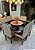 CONJUNTO MESA MARK 130X130 CANELA + 6 CADEIRAS MODELO 19 PALHA + PRATO GIRATÓRIO - Imagem 1