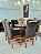 CONJUNTO MESA MARK 130X130 NOGUEIRA + 6 CADEIRAS MARK MODELO 18 MARROM - Imagem 5