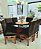 CONJUNTO MESA MARK 130X130 NOGUEIRA + 6 CADEIRAS MARK MODELO 18 MARROM - Imagem 3