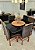 CONJUNTO MESA MARK 130X130 NOGUEIRA + 6 CADEIRAS MARK MODELO 18 MARROM - Imagem 1