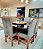 CONJUNTO MESA MARK 130X130 NOGUEIRA + 6 CADEIRAS MARK MODELO 18 CINZA - Imagem 5