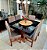 CONJUNTO MESA MARK 130X130 NOGUEIRA + 6 CADEIRAS MARK MODELO 18 CINZA - Imagem 1