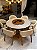 CONJUNTO MESA REDONDA AMÉLIA 135m + 6 CADEIRAS AGATHA CREME + PRATO GIRATÓRIO - Imagem 1