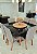 CONJUNTO MESA MARK 130X130 NOGUEIRA + 6 CADEIRAS MODELO 25 CINZA + PRATO GIRATÓRIO - Imagem 2