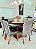CONJUNTO MESA MARK 130X130 NOGUEIRA + 6 CADEIRAS MODELO 25 CINZA + PRATO GIRATÓRIO - Imagem 8