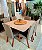 CONJUNTO MESA MARK 130X130 NOGUEIRA + 6 CADEIRAS MODELO 25 CINZA + PRATO GIRATÓRIO - Imagem 1
