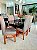 CONJUNTO MESA MARK 160X090 NOGUEIRA + 6 CADEIRAS MODELO 18 CINZA - Imagem 1