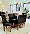 CONJUNTO MESA MARK 160X090 NOGUEIRA + 6 CADEIRAS MODELO 18 MARROM - Imagem 1
