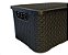Cesto Organizador Rattan Multiuso Médio Com Tampa Preto de Plástico 8 Litros - Imagem 3