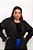 Casaco preto plus size tafetá sarjado com botões - Imagem 1
