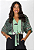 Blusa com estampa verde e bege com Botões e amarração frontal - Imagem 1