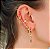 BRINCO PIERCING DUPLO DE ALGEMAS FOLHEADO A OURO - Imagem 2