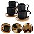 Kit 4 Xícaras Café Porcelana 90ml Com Pires Bambu  Açucareiro Oásis Hauskraft Preto - Imagem 1