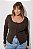 Blusa Francisca Canelada Manga Longa Cacau - Imagem 1