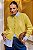 Cardigan Tricot Amarelo Mescla Com Botões Dourados - Imagem 2