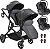 CARRINHO DE GÊMEOS PAIR PRETO + BEBÊ CONFORTO - KIDDO - Imagem 1