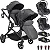 CARRINHO DE GÊMEOS PAIR PRETO + BEBÊ CONFORTO + BASE - KIDDO - Imagem 1