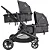 CARRINHO DE GÊMEOS PAIR PRETO + BEBÊ CONFORTO + BASE - KIDDO - Imagem 3