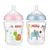 Mamadeira Anticólica Bebê Imita Seios Mãe 270ml Rosa Azul Nuby - Imagem 1