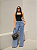 Calça Jeans Wide Leg Marmorizada - Imagem 1