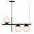 Pendente Teto Jabuticaba Para Sala/Mesa de Jantar Com 3 globos Vidro 15 cm Preto - Imagem 2