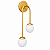 Arandela Dourada Fosca de Parede Duo com 2 Globos de Vidro Branco – G9 - Imagem 2
