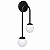 Arandela Preta Fosca de Parede Duo com 2 Globos de Vidro Branco – G9 - Imagem 2