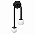 Arandela Preta Fosca de Parede Duo com 2 Globos de Vidro Branco – G9 - Imagem 1