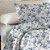 Jogo de Cama Queen Size Floral Azul Corttex Microtec 200 Fios 4 Peças - Imagem 1