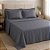 Jogo de Cama Queen Size Lynel 300 Fios 4 Peças Monet Chumbo Bordado Prata - Imagem 3
