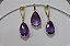 Brincos e Pingente em Prata banhado a ouro com Ametista natural - Imagem 1