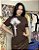 T-Shirt Marrom com aplicação 3D - Imagem 1