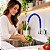 Torneira Cozinha Parede Quadrada Bica Flexível Azul C88 - Imagem 5