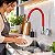 Torneira Cozinha Parede Quadrada Bica Flexível Vermelha C88 - Imagem 7
