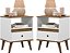 Conjunto 2 mesa de cabeceira retrô pés palitos 1 gaveta luxo -TED- Branco/Nature - Imagem 1