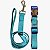 Coleira c/ Guia Great Pets Azul Metal Tamanho M - Imagem 1