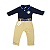 Conjunto Body Bordado e Calça com Cinto - Elegância e Conforto para o Seu Bebê - Azul Marinho - Imagem 2