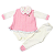 Conjunto de Pagão Feminino 3 Peças – Vestidinho em Tricô + Body e Mijão em Malha - Rosa bebê - Imagem 1