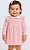 Vestido Infantil Bebê em Plush Rosa claro com Gola Off White  Manga Longa e Laço de cabelo - Imagem 1