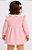 Vestido Infantil Bebê em Plush Rosa claro com Gola Off White  Manga Longa e Laço de cabelo - Imagem 2