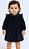 Vestido Infantil Bebê em Plush Azul Marinho Manga Longa com Laço de Cabelo - Imagem 1