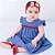 Vestido de Bebe Infantil Menina Azul Jeans 100% Algodão 2 Meses até 6 Anos Mundo Nina - Imagem 4